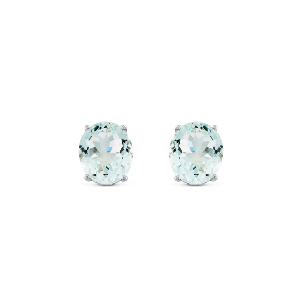 Pendientes de oro blanco con aguamarina en 4 garras