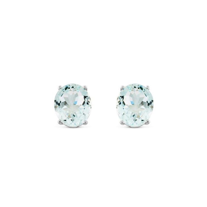 Pendientes de oro blanco con aguamarina en 4 garras