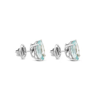 Pendientes de oro blanco con aguamarina en 4 garras