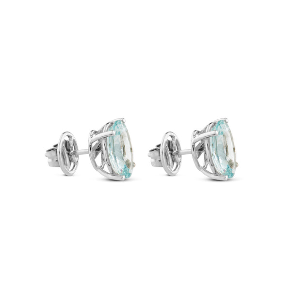 Pendientes de oro blanco con aguamarina en 4 garras