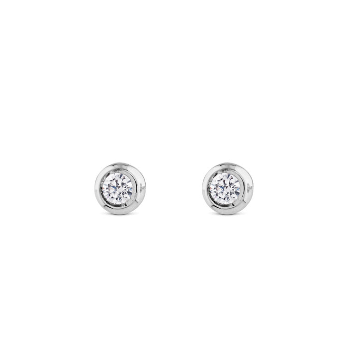 Pendientes de oro blanco en chatón de 0,40 quilates