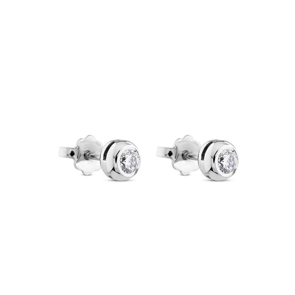 Pendientes de oro blanco en chatón de 0,40 quilates