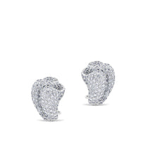 Pendientes de oro blanco con pliegue y pavé de diamantes