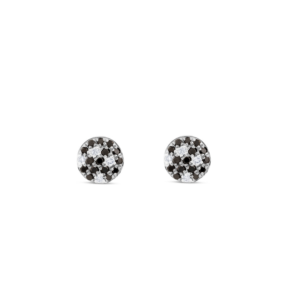 Pendientes de oro blanco con pavé de diamantes negros y blancos