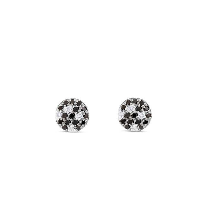 Pendientes de oro blanco con pavé de diamantes negros y blancos
