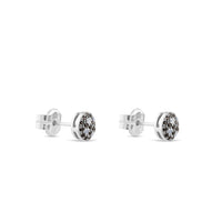 Pendientes de oro blanco con pavé de diamantes negros y blancos