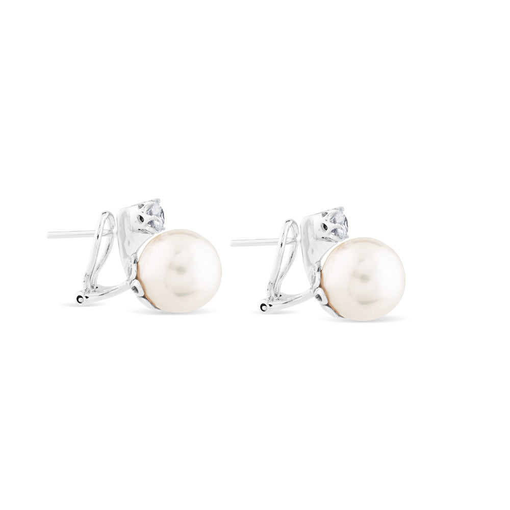 Pendientes de oro blanco con perlas australianas y diamantes en garra