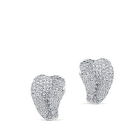 Pendientes de oro blanco en pliegue con pavé de diamantes