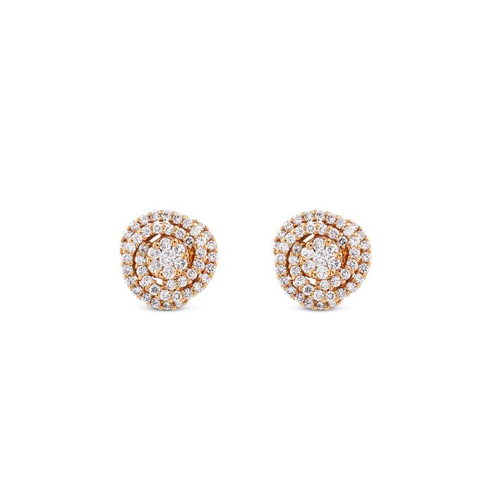 Pendientes de oro rosa en espiral con diamantes