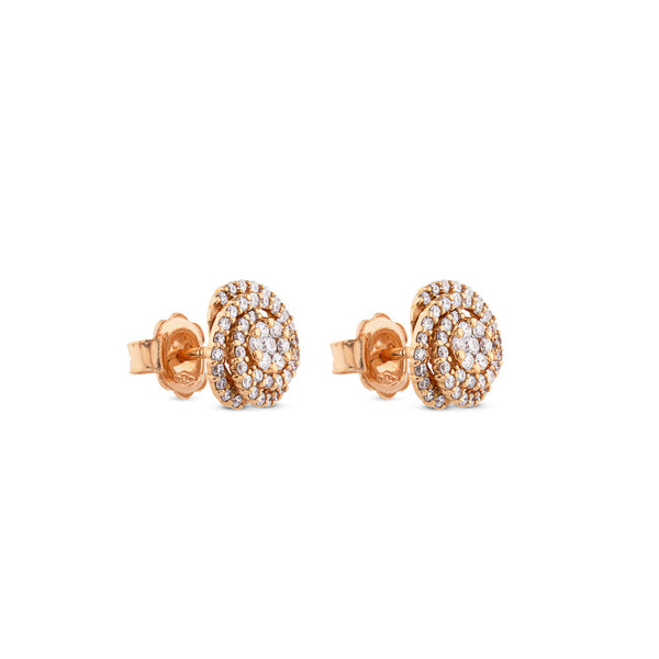 Pendientes de oro rosa en espiral con diamantes