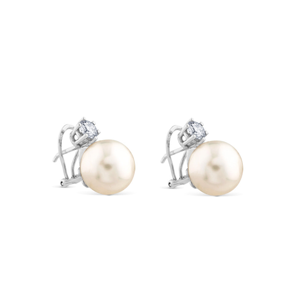 Pendientes de perla australiana con diamantes en garra