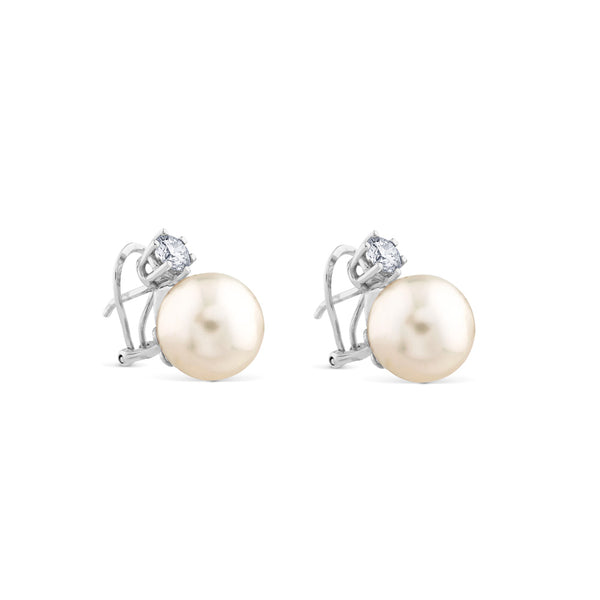 Pendientes de perla australiana con diamantes en garra