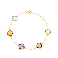 Pulsera de oro amarillo con cuarzos de colores