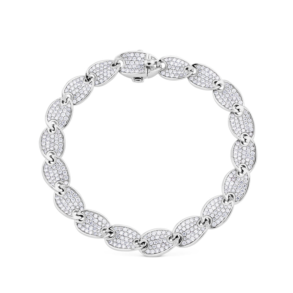 Pulsera de oro blanco con lascas de pavé de diamantes