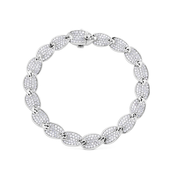 Pulsera de oro blanco con lascas de pavé de diamantes