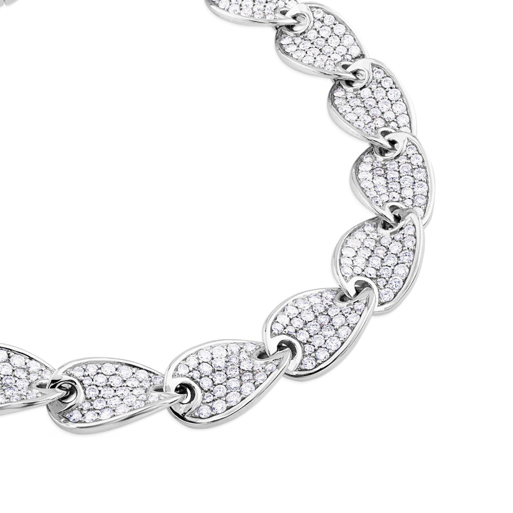 Pulsera de oro blanco con lascas de pavé de diamantes