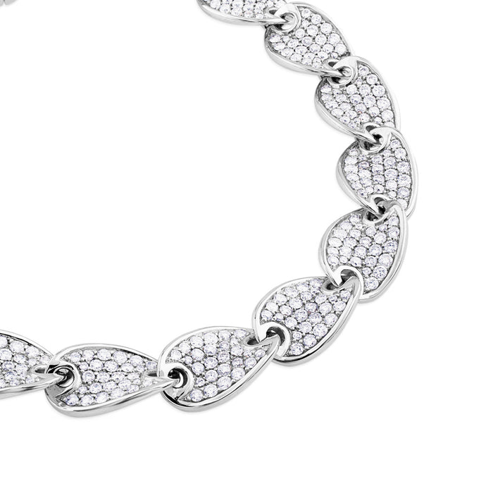 Pulsera de oro blanco con lascas de pavé de diamantes