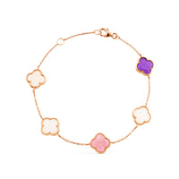 Pulsera de oro rosa con cuarzos de colores