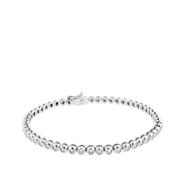 Pulsera Riviere de oro blanco con diamantes en chatón de 1,31 quilates