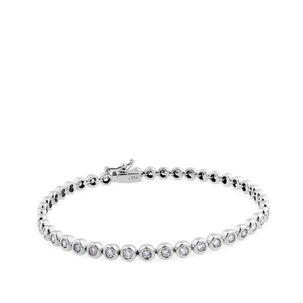 Pulsera Riviere de oro blanco con diamantes en chatón de 1,80 quilates