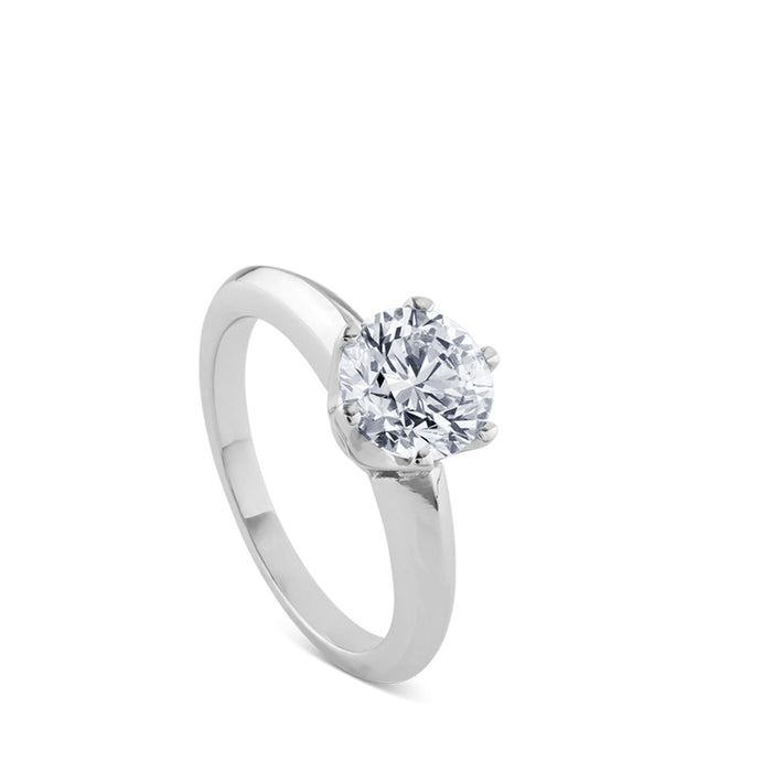 Solitario de oro blanco 1,5 quilates engastado en 6 garras