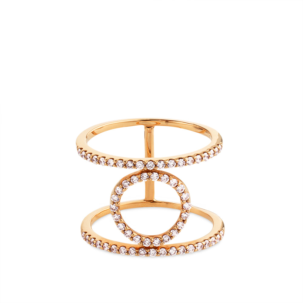 Sortija GeometriCh en círculo de oro rosa con pavé de diamantes