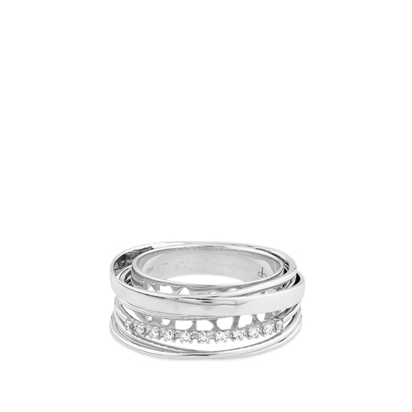 Sortija de oro blanco con banda de diamantes