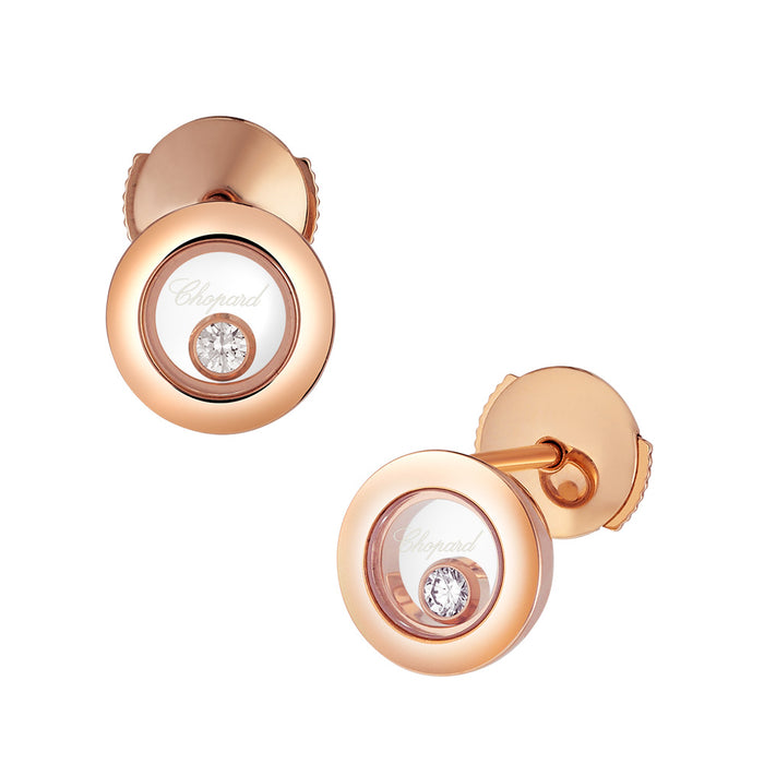 Pendientes de oro rosa en forma de círculo con diamante móvil