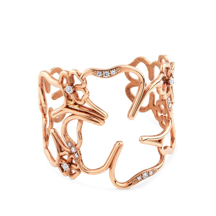 Brazalete "Clover" de oro rosa con diamantes