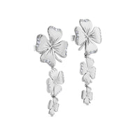 Pendientes "Clover" largos de oro blanco con diamantes