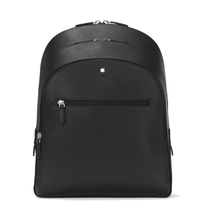 Mochila Mediana con 3 Compartimentos de Piel Sartorial negra