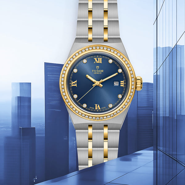 Tudor Royal esfera azul con diamantes 28mm