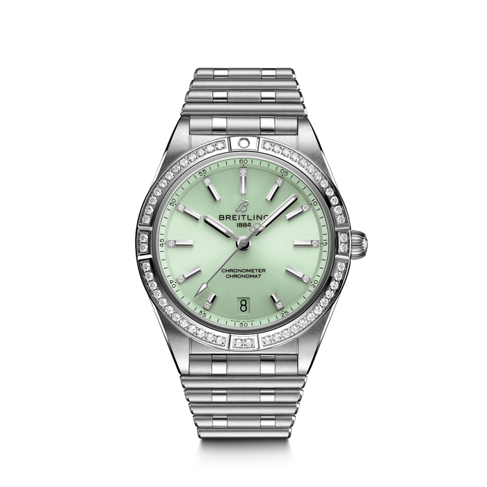 Reloj-señora-breitling-chronomat-36-acero-diamantes-esfera-verde-automatico - Ref A10380591L1A1 Chocron Joyeros 