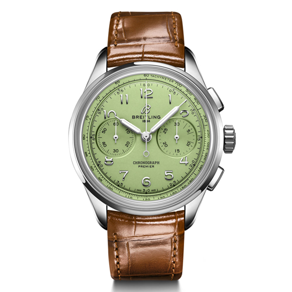 Reloj Hombre Breitling Premier B09 Chronograph 40 Acero Piel Esfera Verde Pistacho_AB0930D31L1P1_Chocrón Joyeros