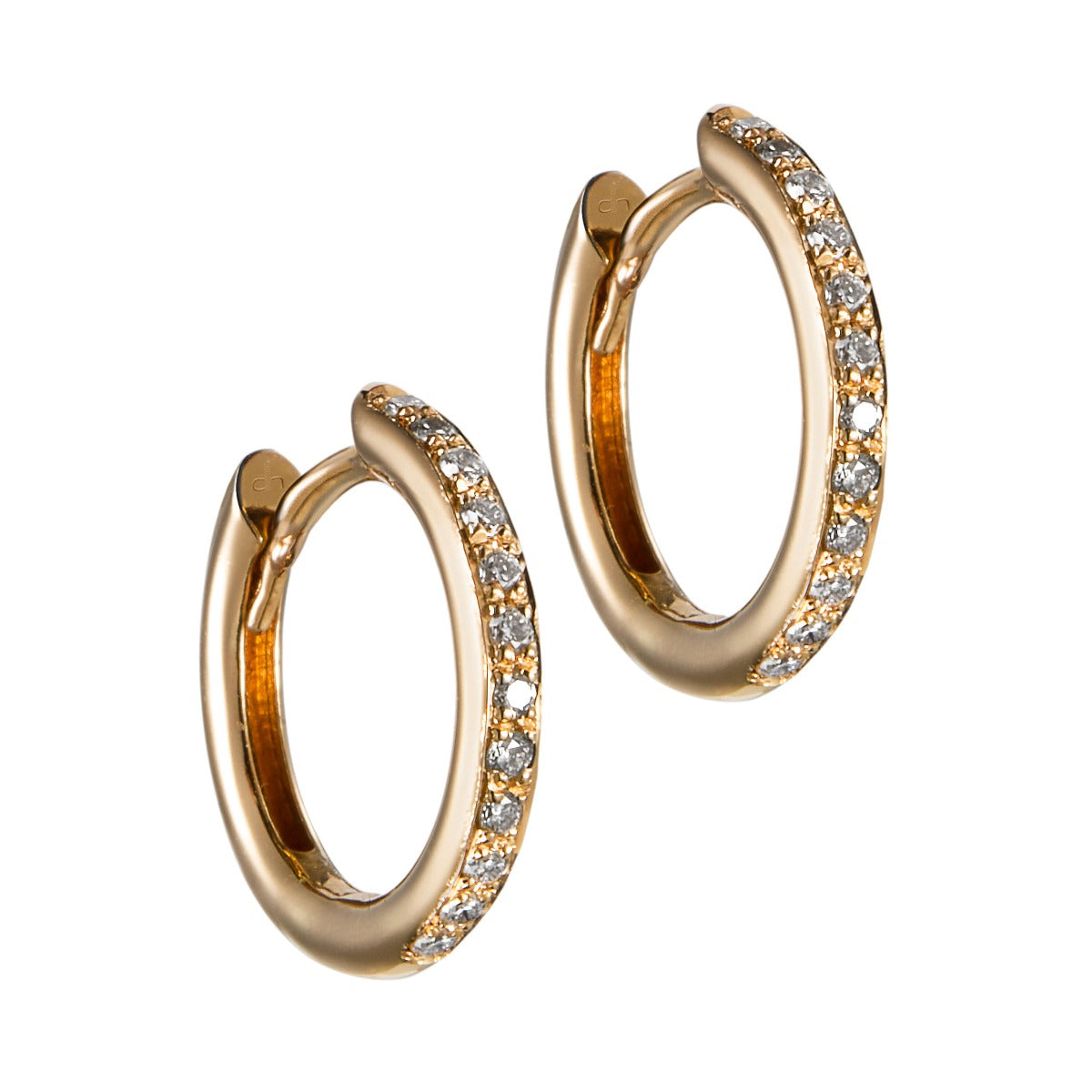 Aros pequeños de oro rosa con pavé de diamantes