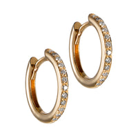 Aros pequeños de oro rosa con pavé de diamantes
