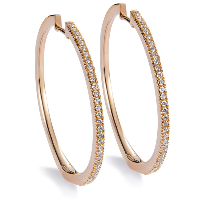 Aros grandes de oro rosa con diamantes talla brillante- Ref J5673PB_Chocrón Joyeros