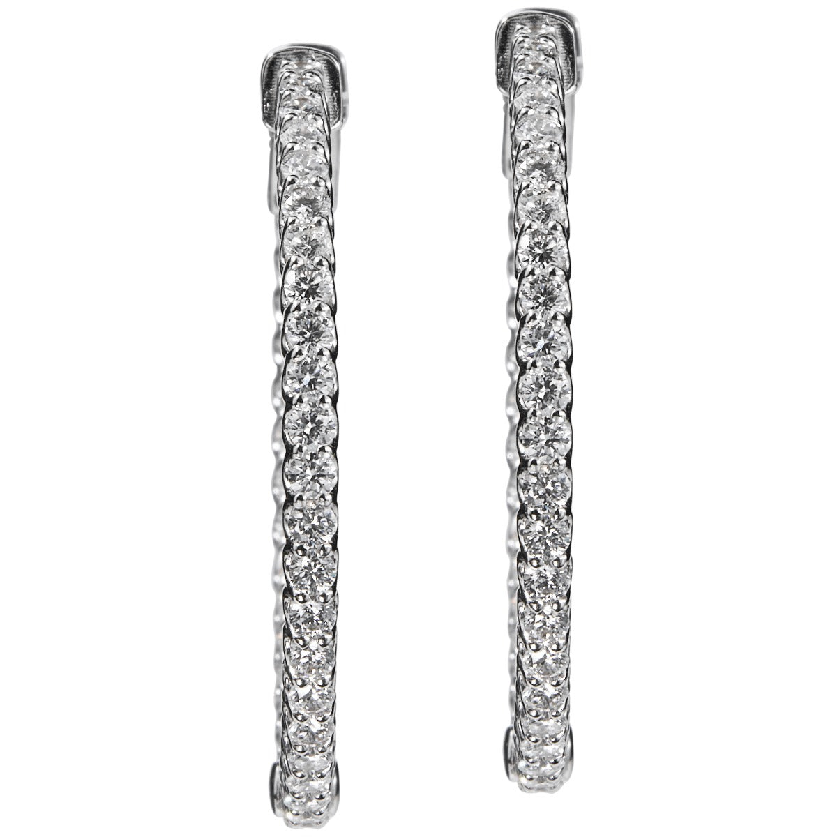 Aros grandes de oro blanco con diamantes talla brillante- Ref J5721PB_Chocrón Joyeros