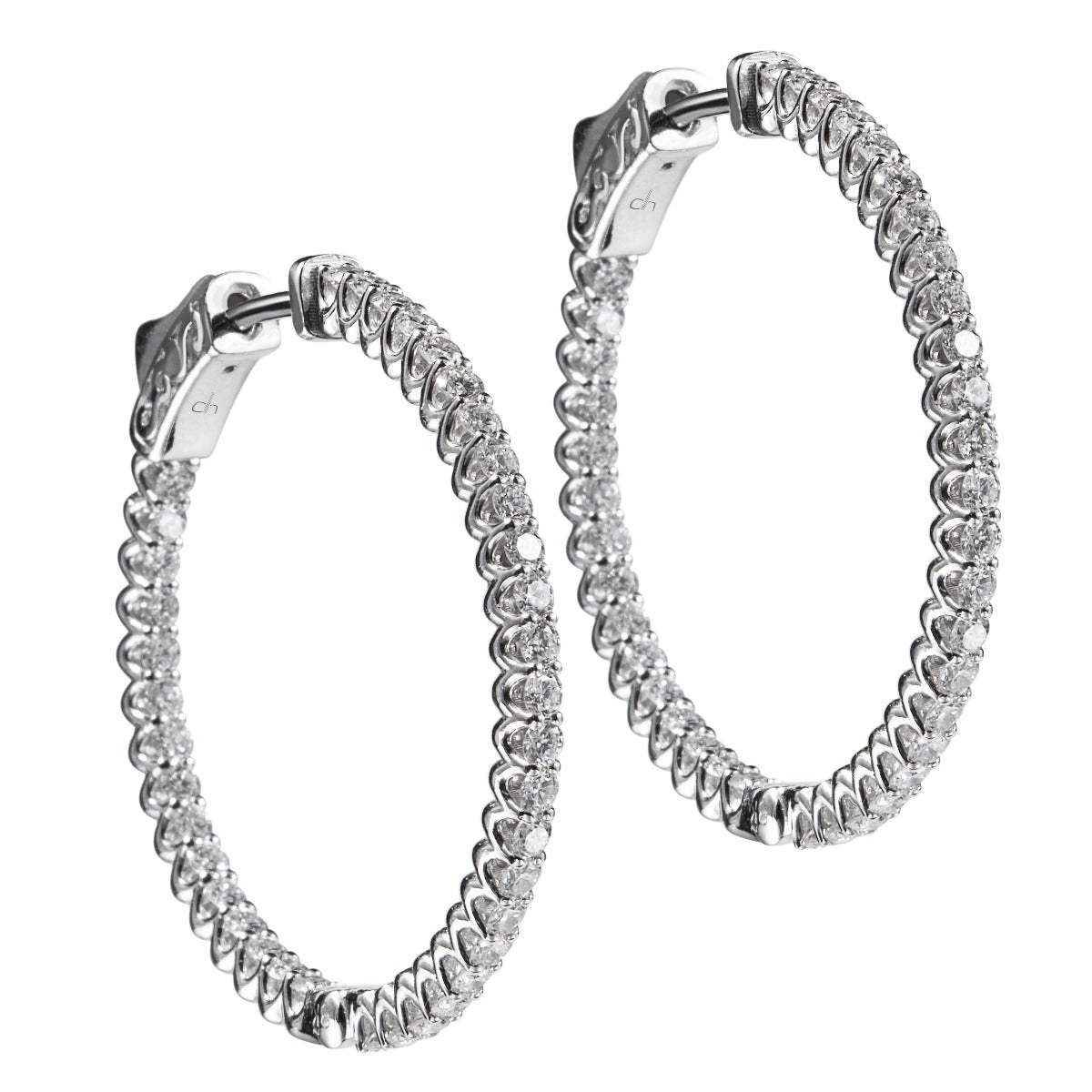 Aros grandes de oro blanco con diamantes talla brillante- Ref J5721PB_Chocrón Joyeros
