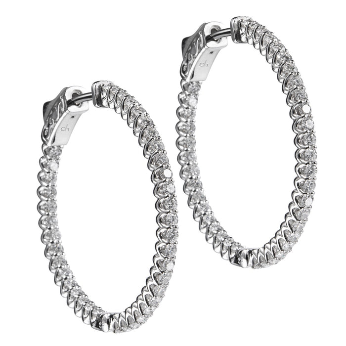 Aros grandes de oro blanco con diamantes talla brillante- Ref J5721PB_Chocrón Joyeros