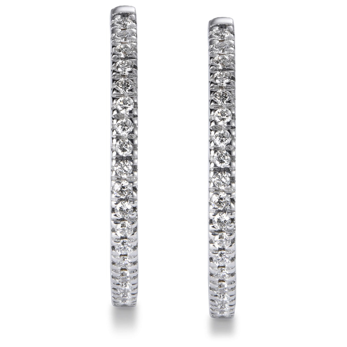 Aros medianos de oro blanco con diamantes talla brillante- Ref J5296PB_Chocrón Joyeros