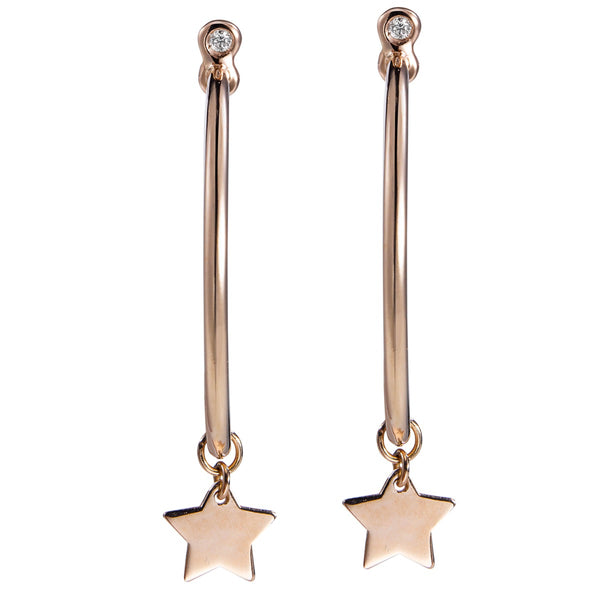 Aros_oro_rosa_charm_estrella_diamante_chaton_garra Ref J5330PB_Chocrón Joyeros