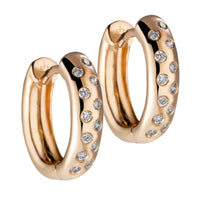 Aros pequeños de oro rosa con pavé de diamantes