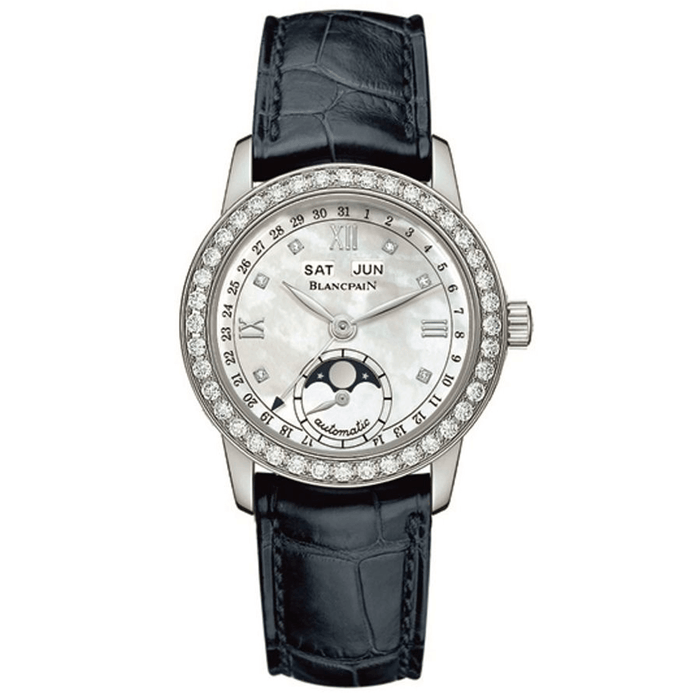 blancpain woman calendario completo acero con diamantes 34mm automatico