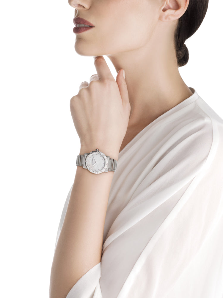 Bulgari Bulgari Lady Acero e índices con brillantes 33 mm