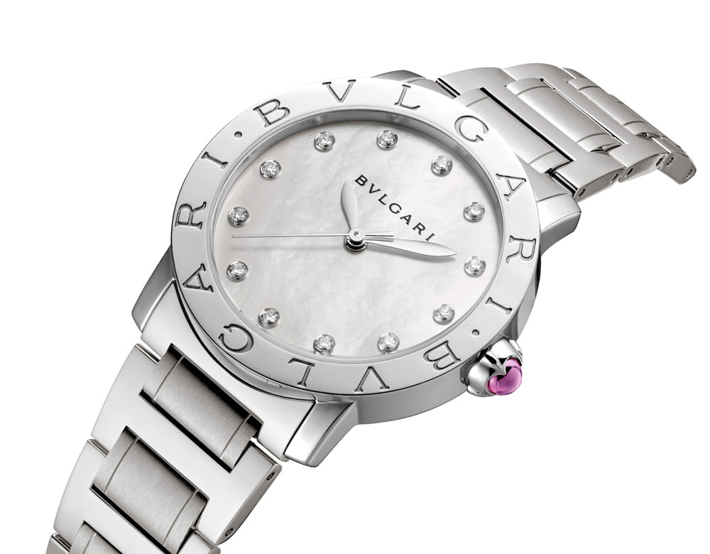 Bulgari Bulgari Lady Acero e índices con brillantes 33 mm