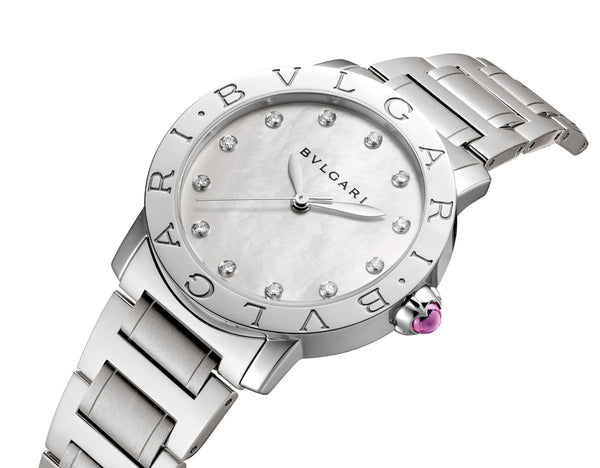 Bulgari Bulgari Lady Acero e índices con brillantes 33 mm