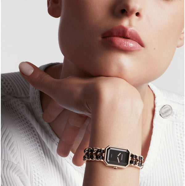 chanel-premiere-edition-originale-negro-brazalete-oro-acero26mm-vista-modelo-h6951-chocron-joyeros