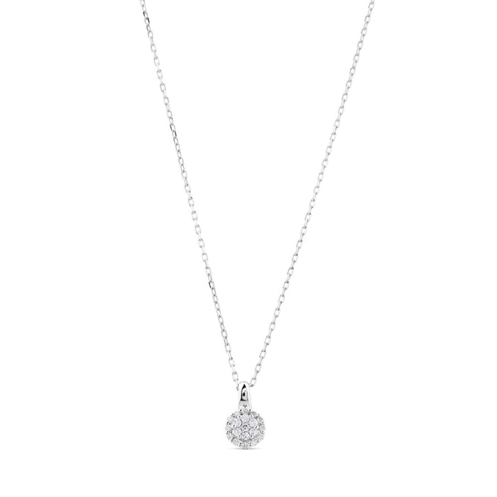 Colgante de oro blanco con circulo de pavé de diamantes de 0,14 quilates