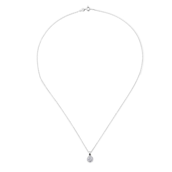 Colgante de oro blanco con circulo de pavé de diamantes de 0,14 quilates